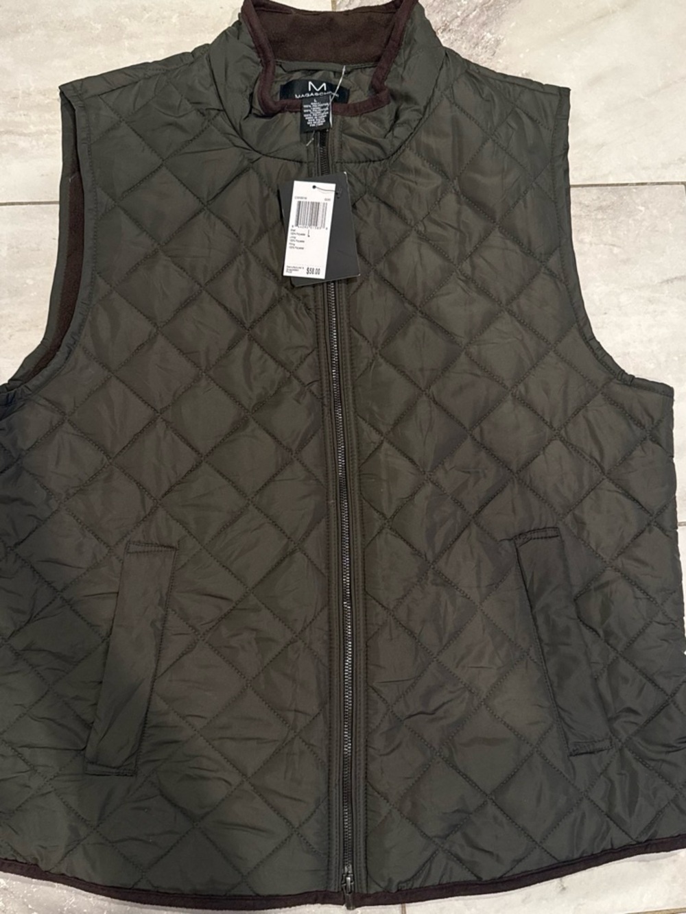 Magaschoni Quilted Vest in Olive